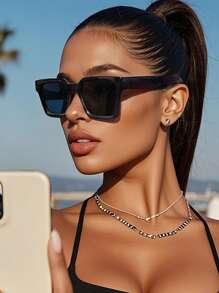 1 Pair Unisex Full Frame Fashion Sunglasses, Classic Design Suitable For Street Style, Travel, Sports, Driving, Beach, Festivals, Vacation, Fishing, Outdoor Activities, Golf, Street, Sports Style, Driving, Parties, Outings, Hiking - Multicolor - View 6