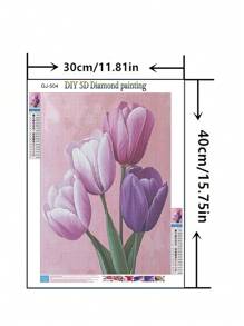 1 件 DIY 钻石画花朵郁金香家居装饰全钻 11.8*15.7 英寸
