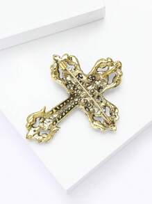 Vintage Rhinestone Cross Brooch For Women Dress Suit Pin Accessories Party Banquet Gift - Cross - View 5