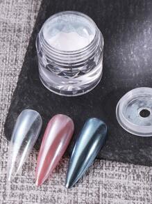 0.5g/盒釉面甜甜圈珠光镀铬粉 1PC 镀铬指甲粉冰透明极光镀铬指甲粉，高光泽珠光彩虹闪光粉金属颜料 - 白色 - 查看 8