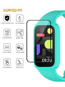 2pcs Screen Protectors+1pc Silicone Strap For Redmi Band 3 Sport Bracelet For Compatible With Xiaomi Smart Band 9 Active Wristband Cover Accessories - one-size - View 5