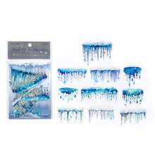 20pcs Set Transparent Rainwater Ice Crystal Shell Sticker Pack, Borderless Water Language Series, Scrapbooking Decorative Stickers,School Supplies,Back To School