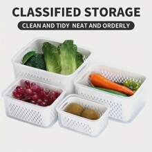 Set da 9 pezzi di organizzatori per frigorifero - sistema versatile da cucina impilabile per frutta e verdura | 3 coperchi, 3 cestini, 3 scatole con vassoio di drenaggio