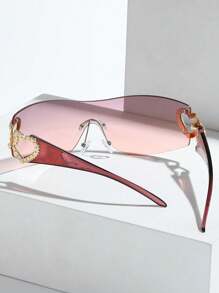 1pc Plastic Frameless Wrapped Gold Heart-Shaped Decorative Fashion Fashion Glasses For Women