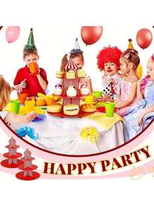 Soporte de cupcakes de alta calidad a rayas rojas y blancas con tema de circo, apto para fiestas de cumpleaños de carnaval, exhibiciones de postres y decoraciones para fiestas de graduación, para fiestas del Día de la Madre, bodas y fiestas individuales, celebraciones y todo tipo de fiestas