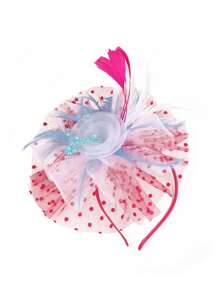 1pc Fascinators Headband Tea Party Hats For Women Feather Mesh Polka Dots Headwear Women's Fascinators Feathers Tea Party Hat - A - View 16