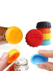 Set de 6 tapas de silicona de colores aleatorios para mantener frescos los envases de cerveza y refrescos, tapas sellantes de silicona, material comestible