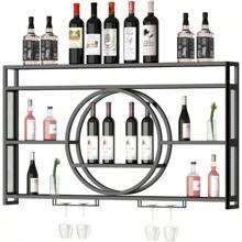 Trintion Modern Metal Wall Mounted Wine Display Rack Hanging Industrial Wall-Mounted Wine Racks Bar Unit Floating Shelves Glass Rack Iron Display Stand For Home Restaurant Bars 55x5.9x31in - as pic - View 3