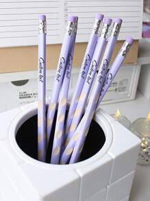 Set de 5 piezas/10 piezas Soporte personalizado de lápiz Texto personalizado Agujero de texto personalizado Lápiz de color caramelo Se pueden seleccionar múltiples colores Lápiz con goma Postura de sujeción de lápiz Regalos para amigos, temporada de vuelta al colegio, útiles escolares Personalizado