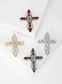 Fashionable Rhinestone Cross Brooch For Women Dress Suit Pin Accessories Party Banquet Gift