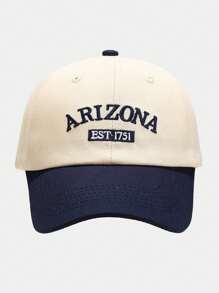 1pc Unisex Thick Fabric Hard Top Baseball Cap With Embroidered Arizona Letter, Multi-Color