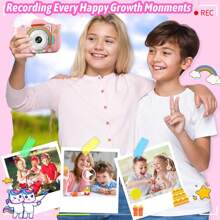 Cámara digital, grabadora de la infancia, cámara de video, juguete cámara para niñas y niños de 3 a 12 años, cámara de video digital para niños con funda de dibujos animados, cámara divertida con videojuegos, mejor regalo de cumpleaños y festividad para niños