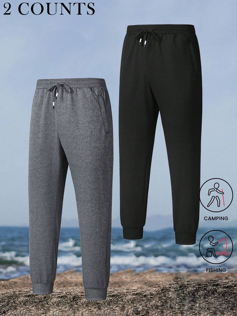 Set de 2 pantalones de verano para hombre, transpirables y absorbentes del sudor, de moda para deportes al aire libre - Multicolor - Ver 1