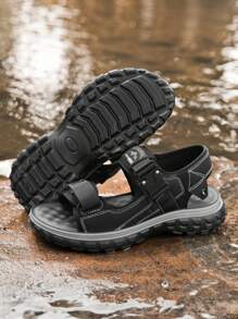 New Summer Men Shoes Sandals, Comfortable Breathable Sports Shoes Beach Shoes, Indoor/Outdoor Double Use Anti-Slip Soft Bottom Slippers - Black - View 8