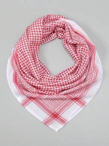 1 件男士 Kaffiyeh 头巾，户外围巾，沙漠方形头巾，防风，男女通用 - 紅白色 - 查看 4