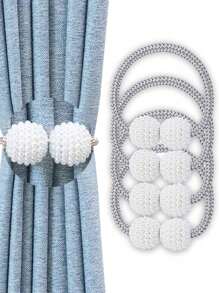 4pcs Faux Pearl Decor Holdback, Modern Zinc Alloy Curtain Buckle For Home - Multicolor - View 1