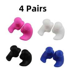 4 Pairs Reusable Silicone Ear Plugs, Soft, Waterproof, Comfortable - Suitable For Swimming, Beach Essentials, Beach Accessories, Pool Float - Multicolor - View 10