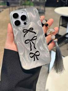 New 2-In-1 IMD Gradient PC+TPU Anti-Drop Phone Case With Bowknot Printing, Decorated With Colorful Beads, Plum Blossom Fan Tassels Pendant, Compatible With IPhone 16/16 Pro/16 Pro Max, 15 Pro Max, Compatible With IPhone 14 Pro, 13 Pro Max,International Version, Not The Domestic Version - Multicolor - View 2
