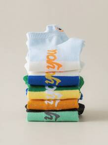 5 Pairs Men's Colorblock Shallow Boat Socks, No Show Socks, Suitable For Casual & Sports Wear, Spring/Summer - Multicolor - View 11