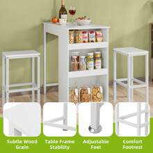 Yitahome Breakfast Bar Table, Bar Table Set With Bar Stools, 2, Bar Table And Stools Set Dining Bar Table Footrest And Storage Shelf For Kitchen Dining Room Pub Industrial Steel Frame - White - View 5