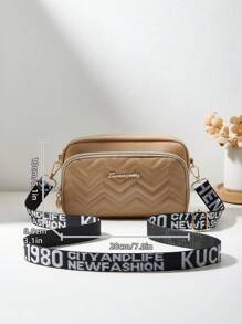 女士绗缝单肩包，小号方形斜挎包