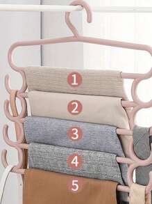 1 件节省空间的 5 层塑料裤架，多用途衣服收纳架，适用于家庭、卧室、浴室、厨房，未完成饰面