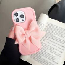 Bow-Knot A Sweet Pink IPhone Case With Big Bowknot & Handy Wrist Strap ,Diy Phone Case Compatible With SAMSUNG IPhone16/7/8/11/12/13/14/15/X/XR/Xs/Plus/Pro/Pro Max/SE2
