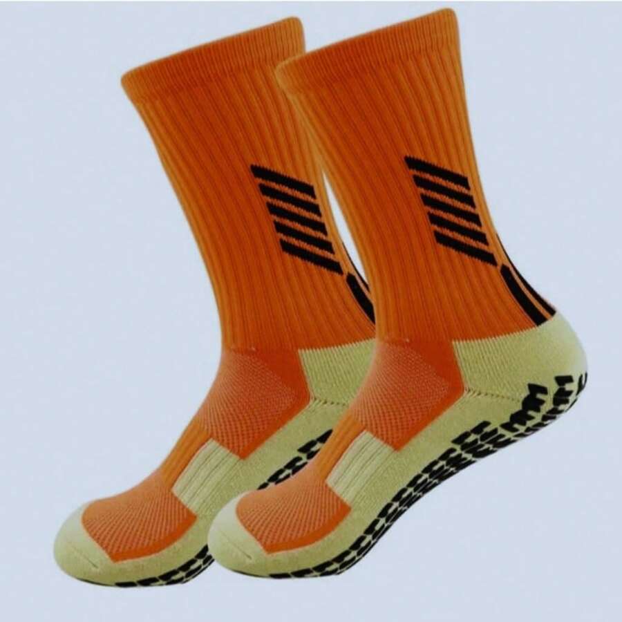 High Quality Professional Cotton Anti-Slip Football Sports Socks - Orange - View 1