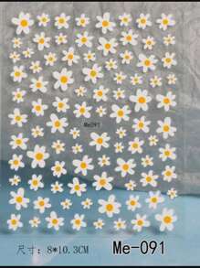 1 PIEZA Pegatinas de arte de uñas 3D con flores margaritas en relieve, deslizadores de uñas, calcomanías, pétalos de flores blancas de margaritas, decoración de uñas con pegamento en la parte posterior