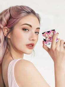 1 件千禧卡通猫系列小巧折叠镜，超薄便携式手持镜，配 PU 皮套，不锈钢金属真空电镀，适合所有场合和人群，折叠方形口袋镜 - 彩色 - 查看 4