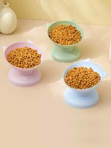 1pc Plastic Raised Pet Bowl, Non-Slip Tilted Cat/Small Dog Feeding Bowl, Comfortable Neck Design, Cute Home Use Pet Supplies - Multicolor - View 12