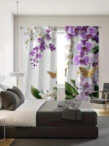 Set da 2 pezzi di tende semitrasparenti e semioscuranti con decorazione floreale moderna per soggiorno, camera da letto, decorazione per la casa