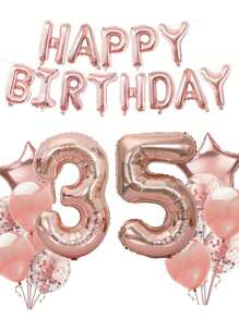 一套成人生日派对装饰气球，玫瑰金数字铝箔气球，包含18岁、21岁、30岁、40岁、50岁、60岁生日派对用品，圣诞主题