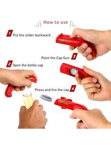 Abridor de botellas con forma de pistola divertida, lanzador, disparador, pistola de juego, abridor de botellas de cerveza creativo para juegos de bebida, familia, fiestas, bares, exteriores, barbacoas. Herramientas divertidas de uso doméstico