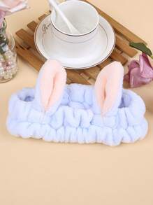1pc Women's Plush Faux Rabbit Ear Elastic Headband, Cute Sweet Fashion Cartoon Hair Accessories, Daily Use Hairband For Washing Face, Masking