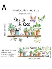 4 piezas de adhesivos decorativos para paredes con gráficos y lemas para decorar la cocina. Decoraciones de primavera para darle a su hogar un nuevo aspecto. Adhesivos decorativos como regalo para cumpleaños, graduación, decoración de habitaciones, decoración del hogar, decoración de baños, decoración de dormitorios, decoración de salas de estar, decoración de la casa, arte para paredes, papel tapiz. - Multicolor - Ver 4