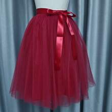 Women's High Waisted Asymmetrical Tulle Skirt Wedding Petticoat, 4 Layers Tulle + 1 Layer Lining Tutu Skirt, Bridesmaid Skirt, Long Colorful Skirt With Puffy Design, Ball Gown, Princess Skirt Fall Clothes For Women - Multicolor - View 16