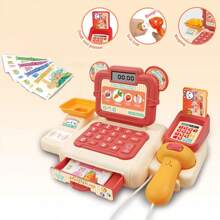 互动超市收银玩具，迷你模拟收银机游戏套装，含游戏币及配件，角色扮演游戏套装，扫描仪，声光效果。益智角色扮演游戏，节日礼物，生日礼物，儿童超市，超市收银机，迷你超市，奶油蛋糕，冰淇淋甜点 - 彩色 - 查看 12