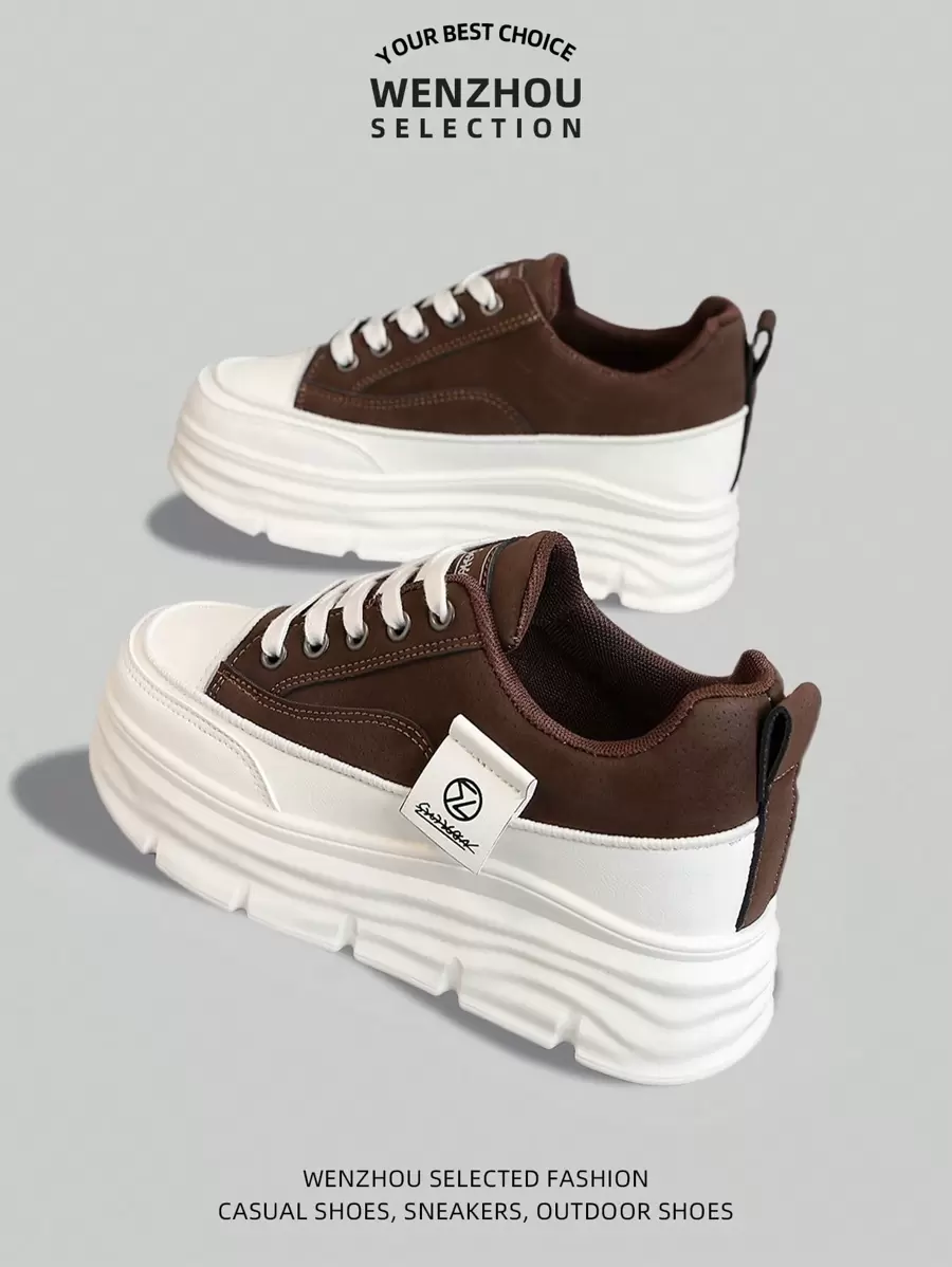 Women's New Autumn Thick Sole Platform Sneakers,Casual Versatile Leather Chunky Chunky Sneakers,Sporty Running Shoes