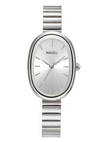 1 件女士不锈钢表带简约艺术石英表，适合日常佩戴 - 銀色 - 查看 5