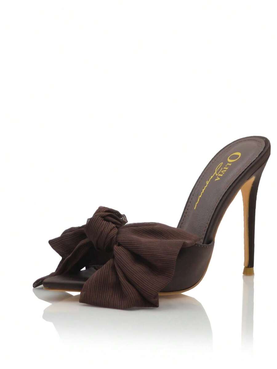 Fashion Women's Dark Brown Bow High Heels Pumps Office Evening Shoes — free download