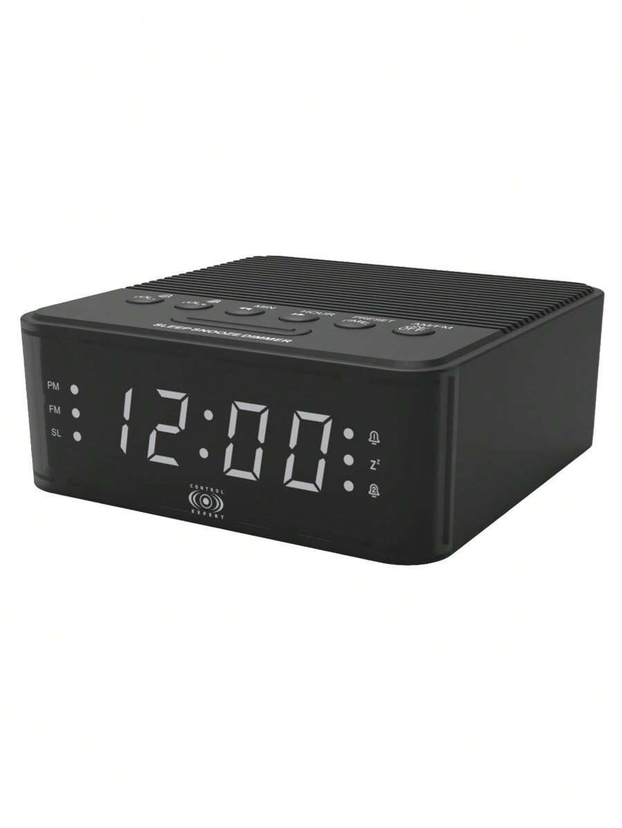 Radio Despertador Digital con Alarma y Pantalla LED | Sintonizador FM, Repetición de Alarma, Reloj de Mesa para Hogar u Oficina - Negro - Ver 1