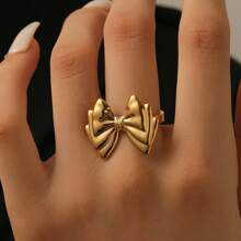 时尚优雅不锈钢金花开口戒指 - 款式2 - 查看 6