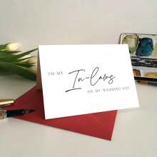 1pc Wedding Card For In-Laws, "TO MY In-Laws ON MY WEDDING DAY", Inviting In-Laws To The Wedding