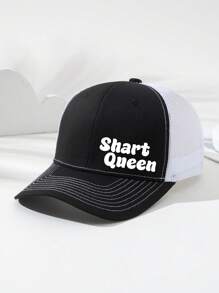 1 款男女通用“Shart Queen”字母印花网眼棒球帽，户外太阳帽，礼物，可调节，卡车司机帽适合日常佩戴 - A - 查看 8