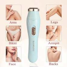 女士三合一可充电电动剃须刀 - 电动剃须刀、便携式电动修剪器、男女通用、剃须刀、脱毛器、可充电无线款、全身脱毛、无痛修剪器，适用于面部、鼻部、眉毛、胡须、手臂、腿部、腋下和比基尼区域 (150mAh) - 彩色 - 查看 4