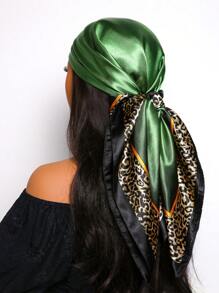 1pc Women's Elegant Vintage Leopard Print 90cm Square Scarf, Versatile Bandana, Headband, Hair Scarf Suitable For Casual And Street Outfit - Multicolor - View 6