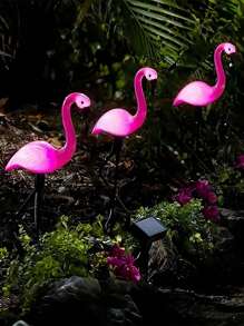 3 Piezas/1 Pieza Nuevas Luces de jardín con forma de flamenco alimentadas por energía solar, decoraciones de jardín, imitaciones de animales, luces de estaca LED a prueba de agua para exteriores, decoraciones para exteriores, creando una atmósfera ambiente. Adecuadas para decorar jardines, patios, estanques, porches y patios traseros. Un gran regalo para la familia en Navidad y Acción de Gracias.