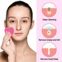 100-Piece Heart-Shaped Compressed Face Sponge With Storage Container For Cleansing Natural Cellulose Disposable Face Sponge SPA Sponge For Facial Cleansing Exfoliating Cosmetics Or Mask Removal
