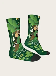 Calcetines decorativos de media pantorrilla color verde trébol, estilo irlandés, para el Día de San Patricio, calcetines de media pantorrilla lindos y divertidos de uso diario para niñas